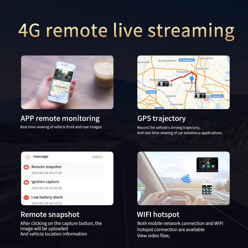 EKLEVA 4G 2K Front and Rear Dash Cam WiFi 3 Inch IPS Car Video Camera Night Vision 24H Parking Mode APP Remote DVR Live Video Check on Phone