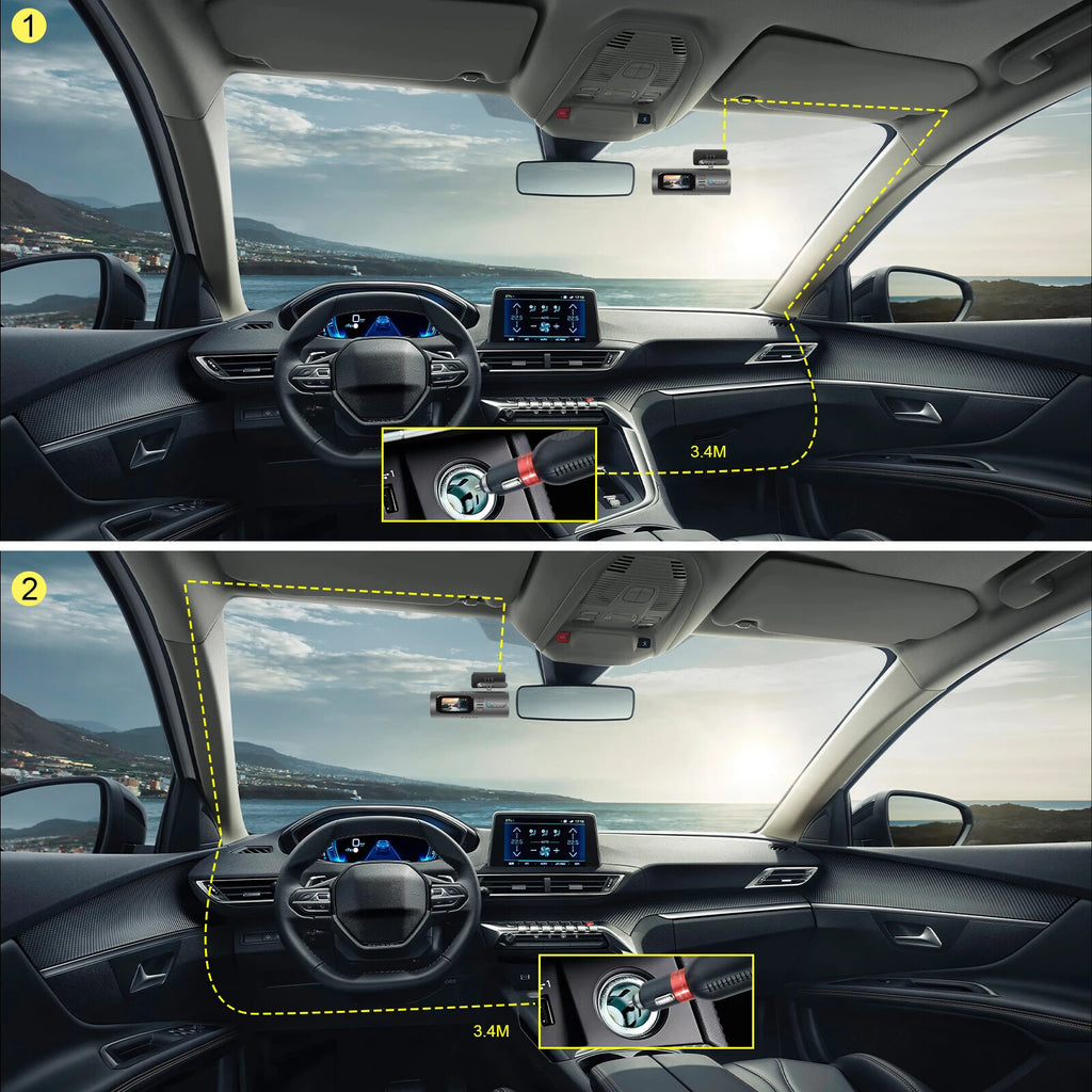 EKLEVA 1.47 inch Mini dash cam Car Recorder HD 4K WiFi Night Vision Car Rearview Mirror 150-degree Wide Angle Dual Lenses Rearview Camera