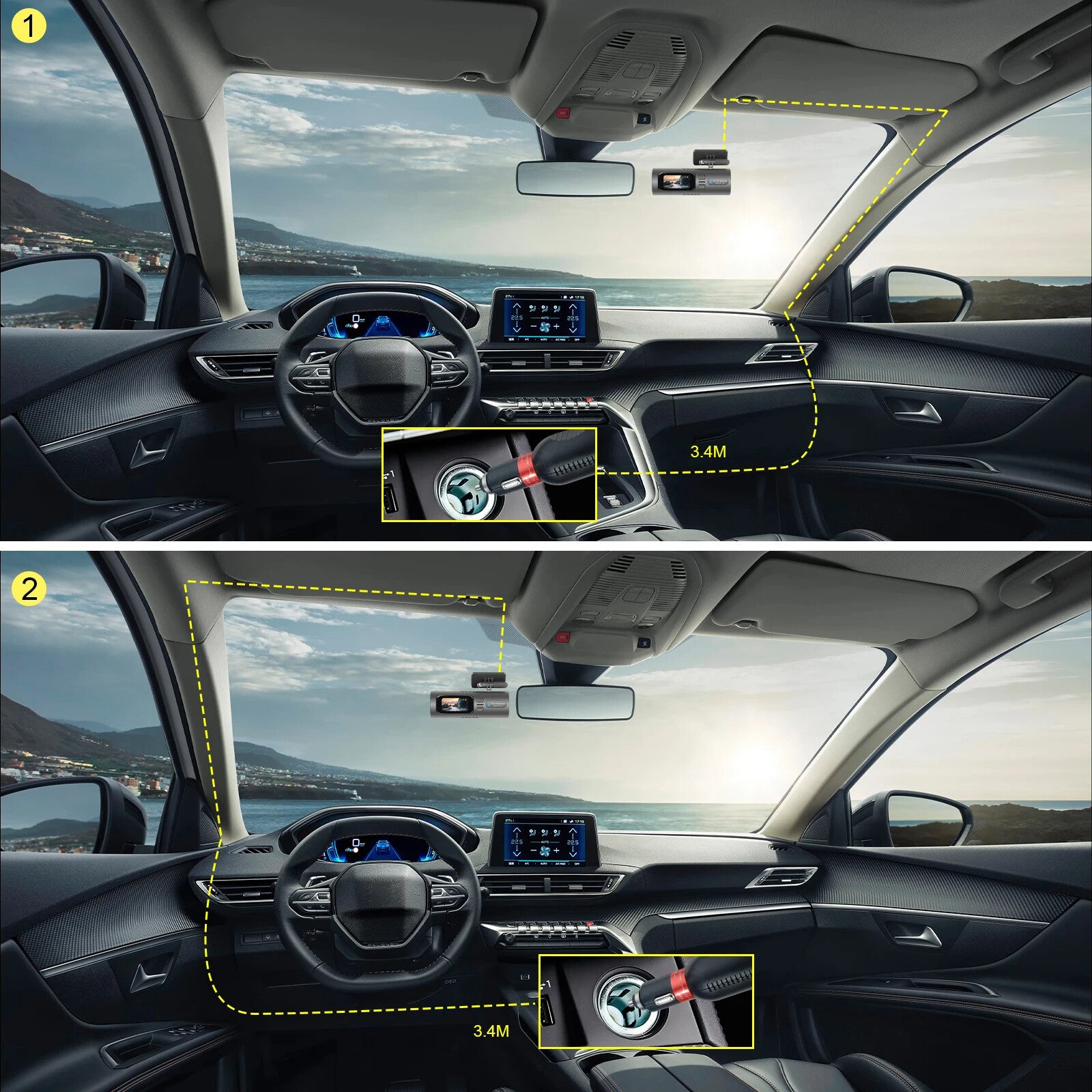 EKLEVA 1.47 inch Mini dash cam Car Recorder HD 4K WiFi Night Vision Car Rearview Mirror 150-degree Wide Angle Dual Lenses Rearview Camera