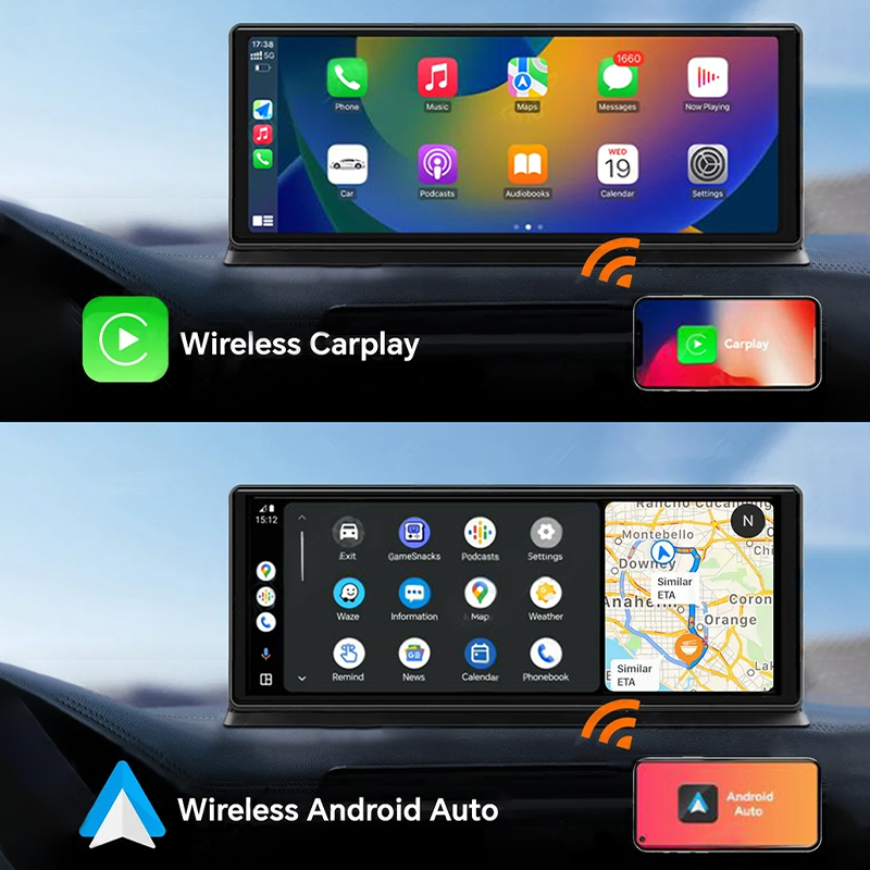 EKLEVA 11.3" Touch Screen Car Camera 5K Dash Cam 5G WiFi Wireless CarPlay & Android Auto Loop Recording Navigation DVR