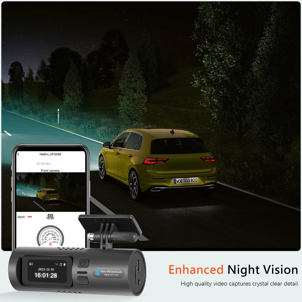 EKLEVA 1.47 inch Mini dash cam Car Recorder HD 4K WiFi Night Vision Car Rearview Mirror 150-degree Wide Angle Dual Lenses Rearview Camera