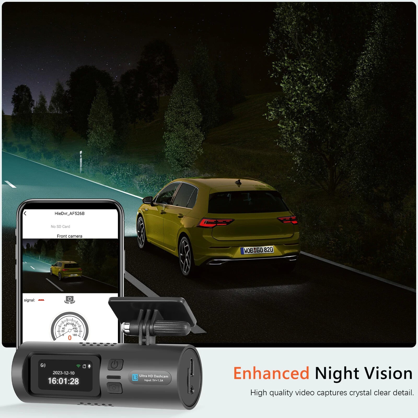 EKLEVA 1.47 inch Mini dash cam Car Recorder HD 4K WiFi Night Vision Car Rearview Mirror 150-degree Wide Angle Dual Lenses Rearview Camera