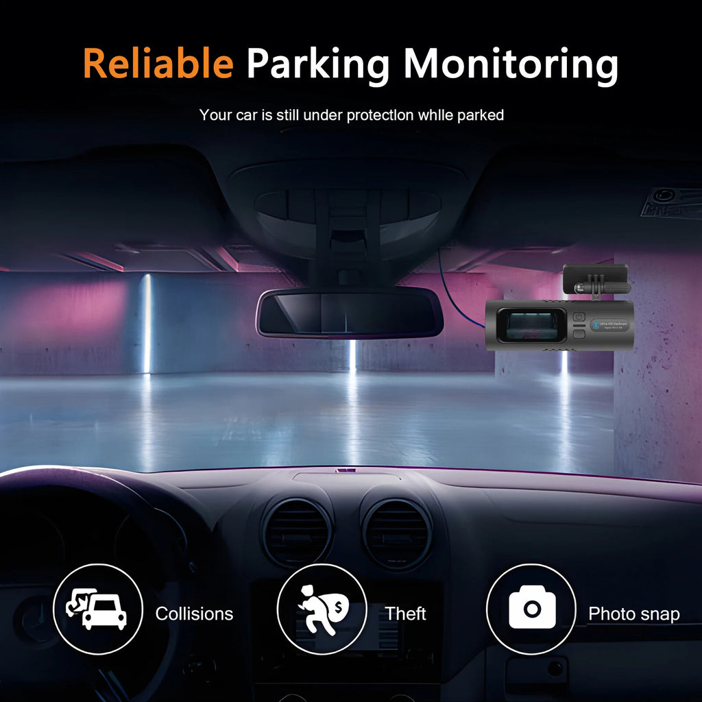 EKLEVA 1.47 inch Mini dash cam Car Recorder HD 4K WiFi Night Vision Car Rearview Mirror 150-degree Wide Angle Dual Lenses Rearview Camera