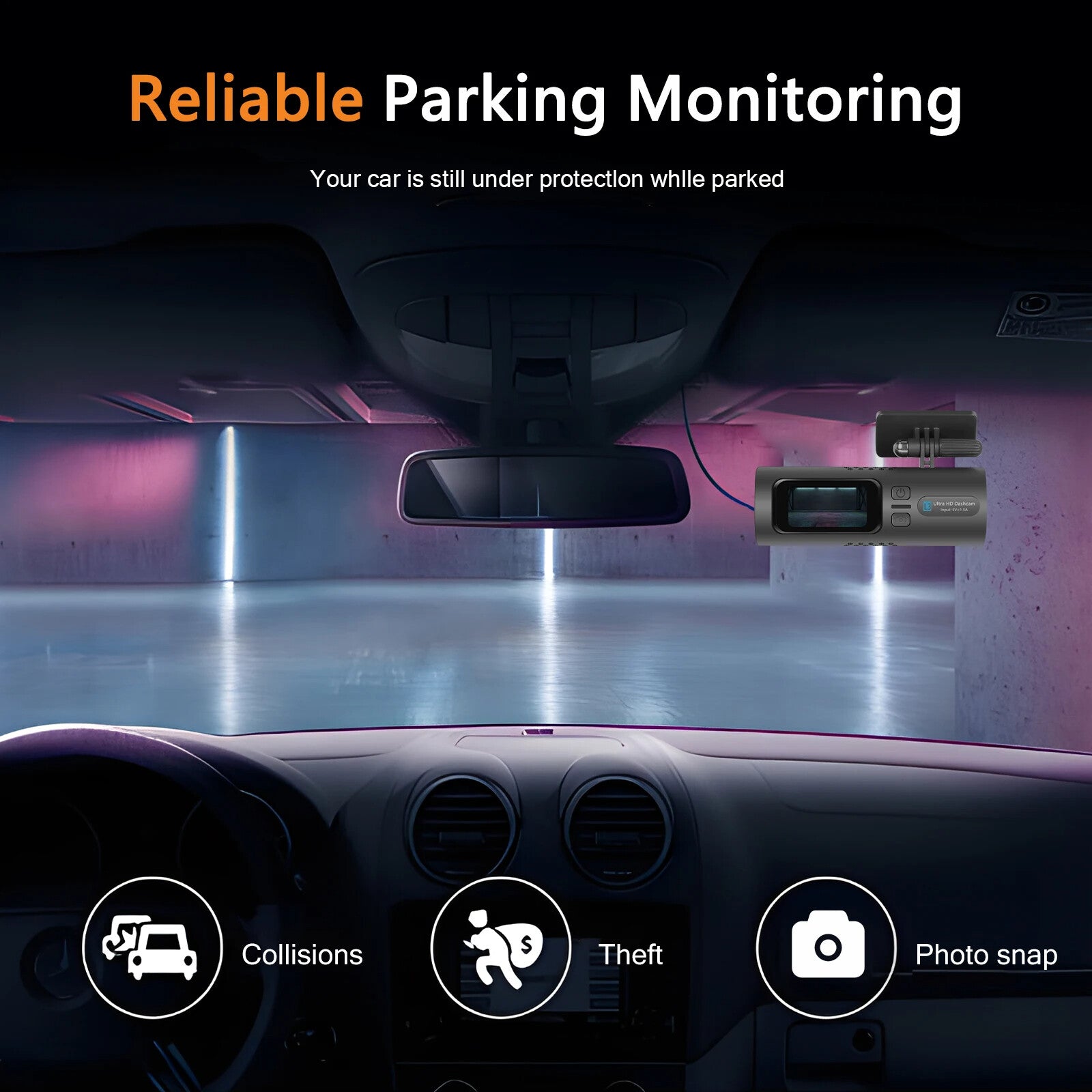 EKLEVA 1.47 inch Mini dash cam Car Recorder HD 4K WiFi Night Vision Car Rearview Mirror 150-degree Wide Angle Dual Lenses Rearview Camera