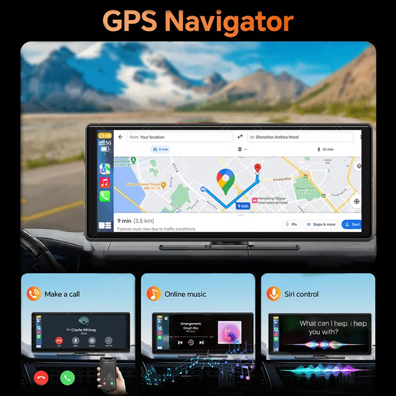 EKLEVA 11.3" Touch Screen Car Camera 5K Dash Cam 5G WiFi Wireless CarPlay & Android Auto Loop Recording Navigation DVR
