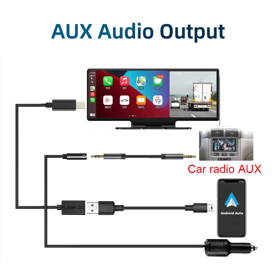 EKLEVA 10.26" Screen 4K Car Camera Wireless CarPlay & Android Auto, Dash Cam FM Transmitter Parking Monitor 5G WiFi Connect APP monitor