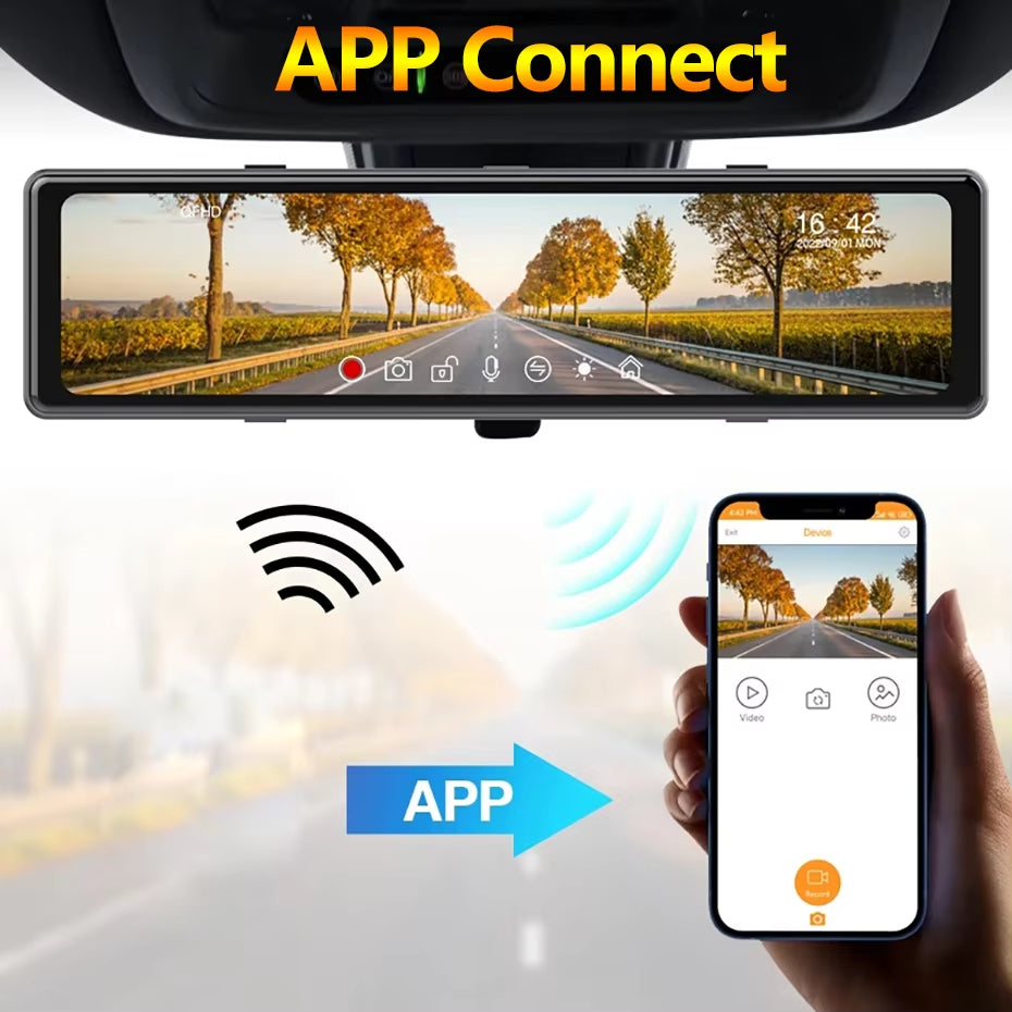 EKLEVA 4CH 11.26 Inch 4K+1K+1K+1K Rearview Mirror 360° Dash Cam ADAS BSD WiFi Night Vision 24H Parking Monitor Time-Lapse Car DVR