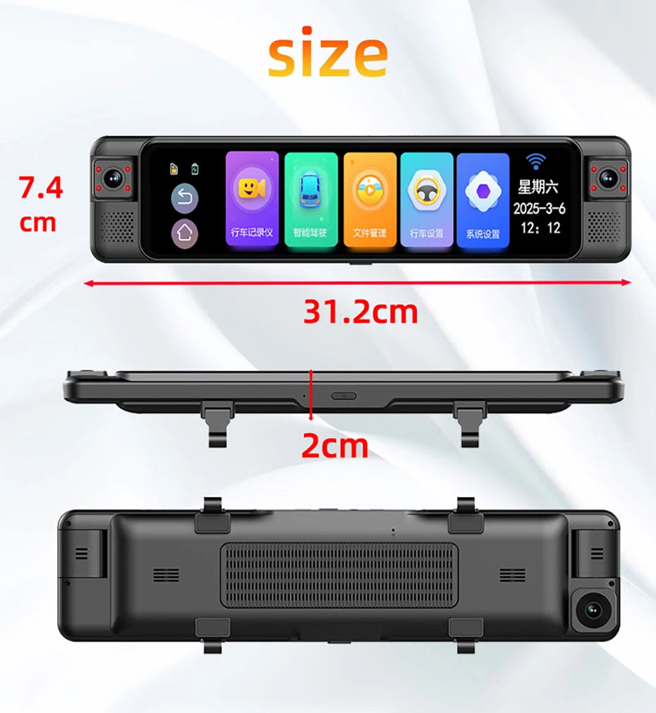 EKLEVA 4CH 11.26 Inch 4K+1K+1K+1K Rearview Mirror 360° Dash Cam ADAS BSD WiFi Night Vision 24H Parking Monitor Time-Lapse Car DVR